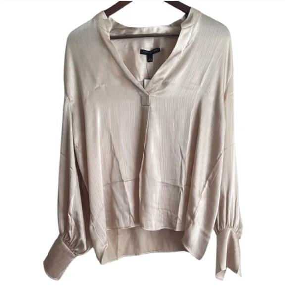 NWT Banana Republic Crinkle Volume-Sleeve Blouse Sz L - Picture 2 of 5